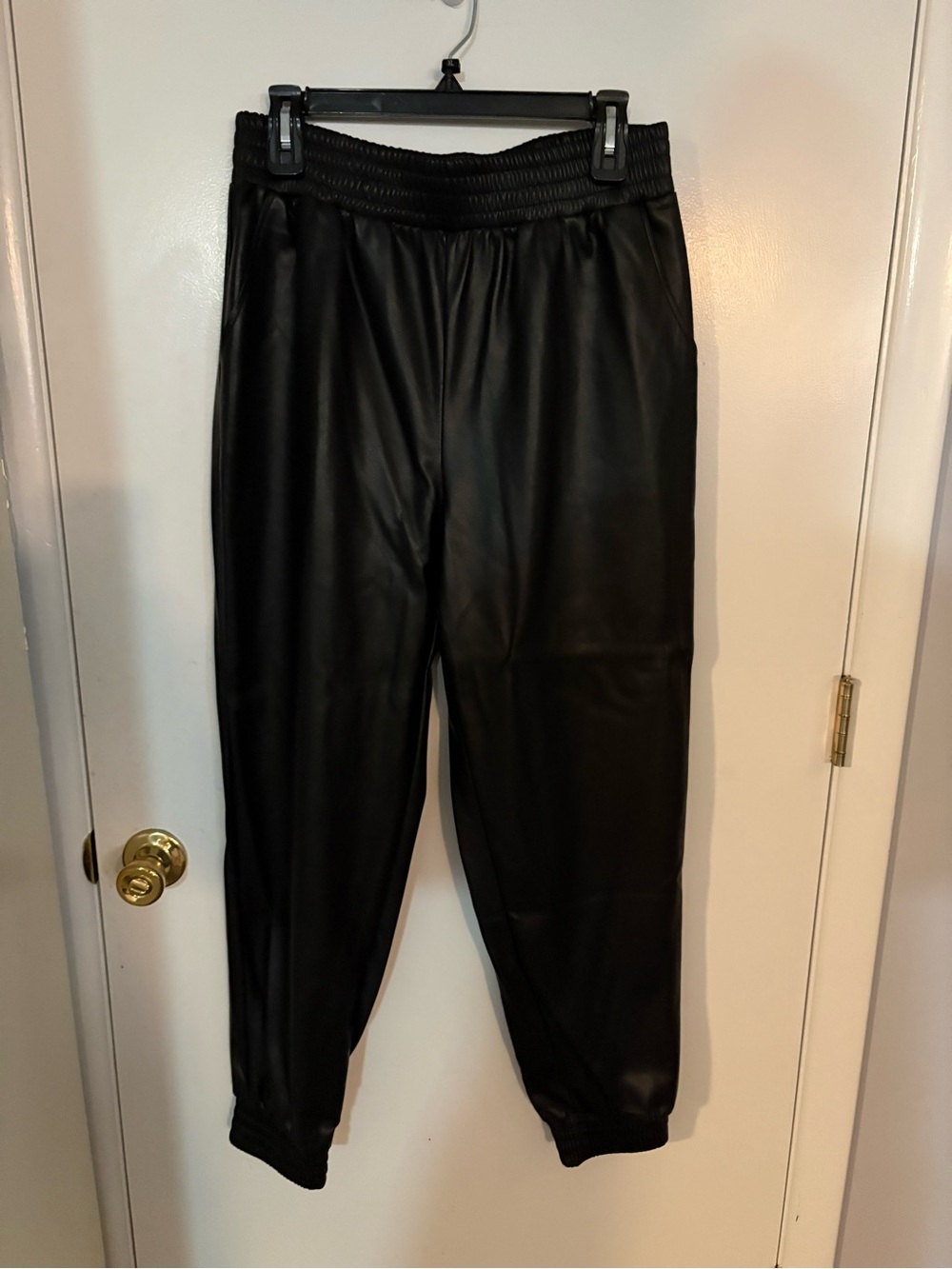 Dolce & Gabbana Black Faux Leather Jogger Pants